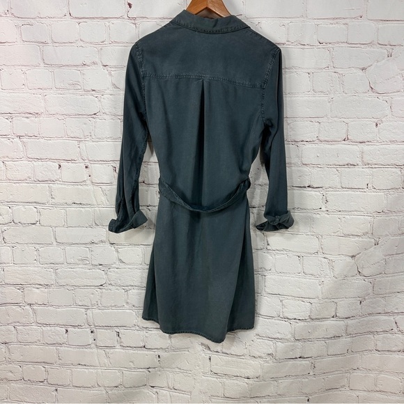 Anthropologie Cloth & Stone chambray utility shirt dress denim tie waist small - Picture 6 of 11